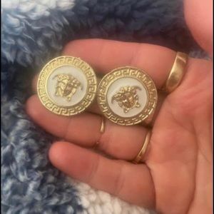 Versage large earrings, stainless steel gold